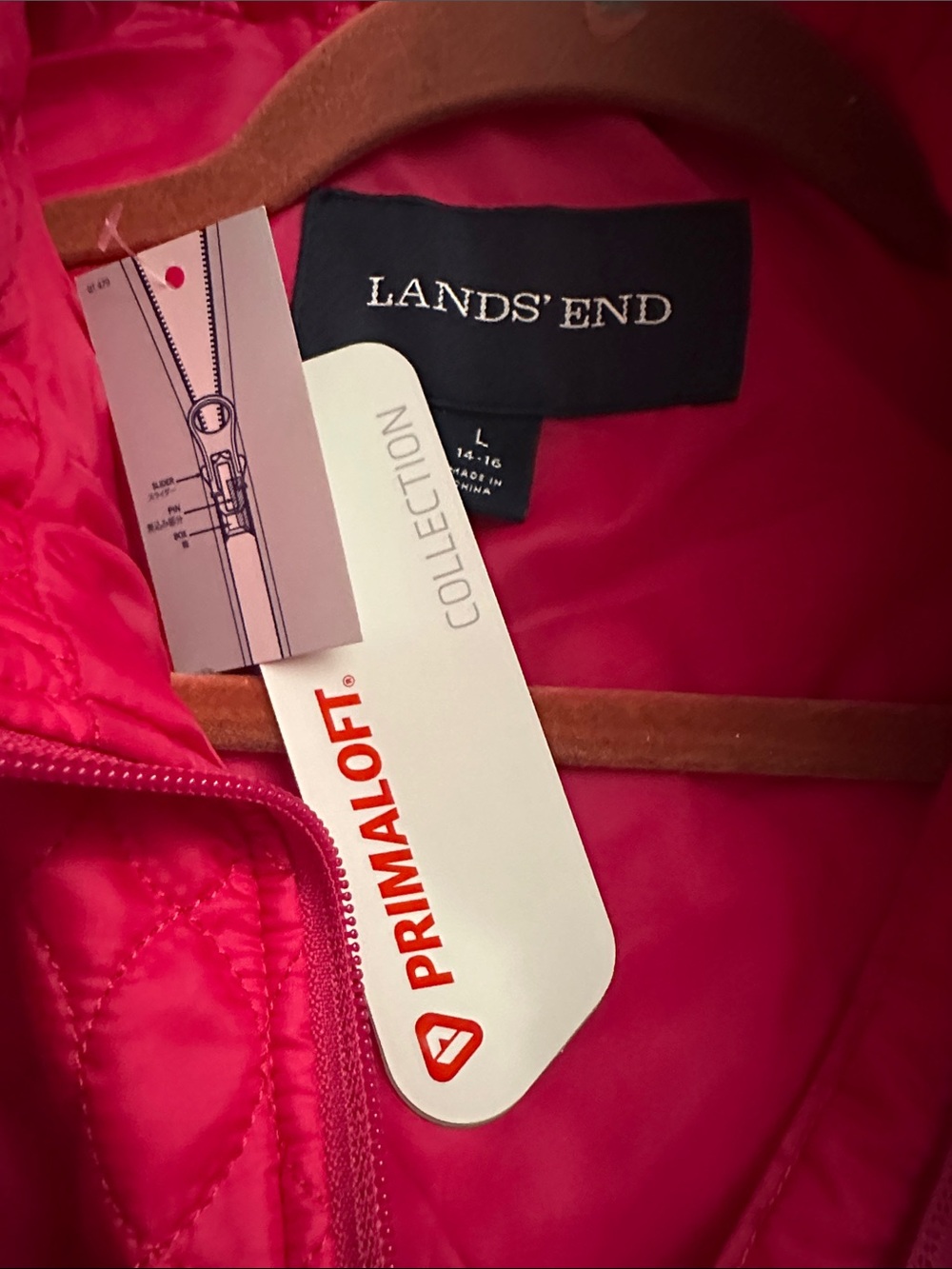 Lands' End Quilted Packable Jacket in Bright Pink - Picture 3 of 4